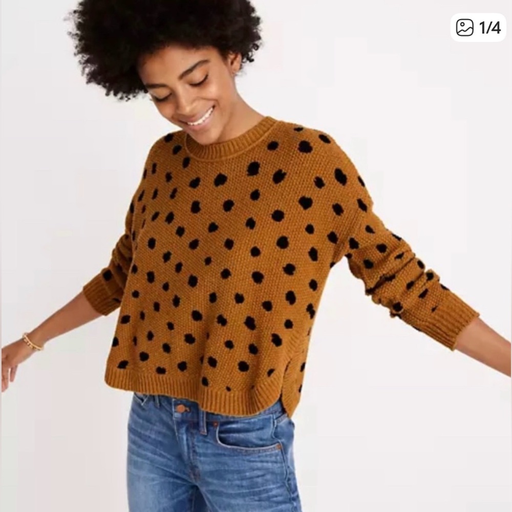 Madewell Tan Sweater with Black Dots
